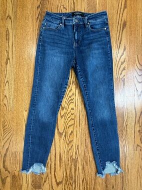 Liverpool Gleason Mid-Rise Skinny Jeans with Chewed Hem